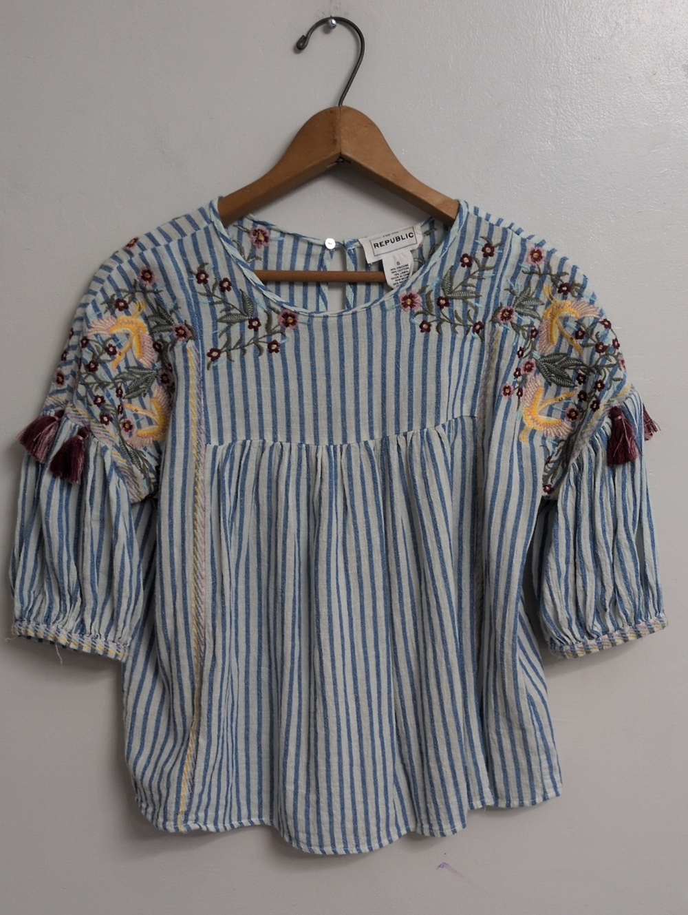 For The Republic Boho Embroidered Top